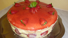 Fraisier et son coulis de fraises