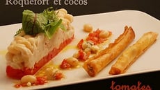Cocos de Paimpol à la crème de Roquefort au tartare de tomates et croustillant
