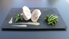 Filet de dinde farci aux gambas, sauce whisky