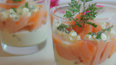 Verrines de saumon et cabillaud cru express