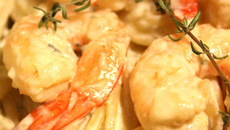 Spaghettis Fourme et crevettes