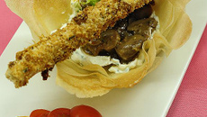 Croustillant de champignons aux aubergines grillées