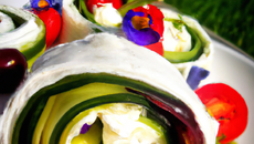 Rouleau de printemps aux cougettes, cerises et chèvre frais