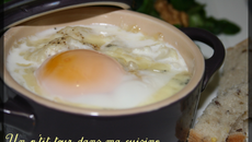 P'tits œufs cocotte au chou-fleur et au Morbier en mini cocottes