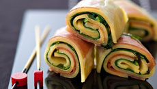 Rouleau d'épinards, jambon ibérique et  Emmentaler AOC suisse