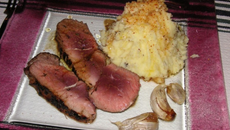 Agneau au miel et sa purée parfumée à l'olive