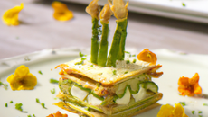 Millefeuille de courgettes aux asperges vertes