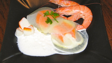 Ravioles de navet au surimi, à l'écume anisée