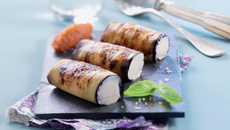 Roulés d'aubergine et confit de tomates