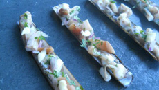 Couteaux sautés, mayonnaise au wasabi
