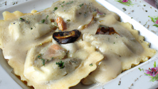 Raviolis sauce aux pleurotes à la crème