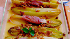 Chicons (endives) en gratin jambon et volaille
