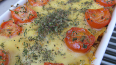 Gratin de pâtes chèvre-tomates-origan