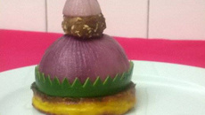 Dôme oignon farci et beignet de petit rond au gingembre