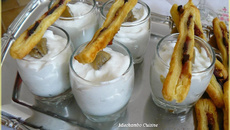 Creme de roquefort au gingembre confit, fingers feuilletes à la figue