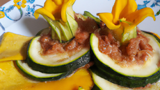 Courgettes sur lit de ravioles