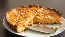 Tarte aux carottes, aux pois chiches et au cumin