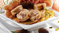 Noix de boudin blanc aux morilles et sa galette de jambon cru façon Compagnons du Goût Pour