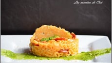 Risotto au chorizo et au parmesan et son pesto de roquette