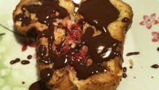 Brioche perdue aux framboises et chocolat