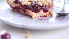 Tarte-crumble au citron et aux griottes