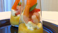 Mini-menu italien, gnocchi de Butternut aux gambas et verrines de ricotta... comme une Cassata !