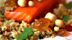 Saumon fumé quinoa et boulgour et mousse d'amande