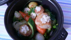 Cocotte de légumes, Saint-Jacques et caviar d'escargot