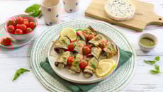 Brochettes de rouleaux d'aubergines à la Fourme d'Ambert AOP