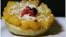 Tartelette sablée au thé vert à l'ananas caramélisé au gingembre