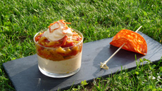 Verrine d'été aux deux poivrons et chorizo