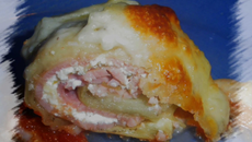 Roulés d'aubergine à la ricotta, gratinés à la mozzarella