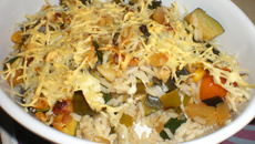 Gratin de riz massalé aux légumes poêlés