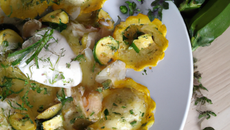 Ravioles de Saint Jacques au thym et courgette