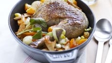 Pintade fermière aux légumes d'hiver