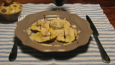 raviolis au foie gras, cèpes et ricotta