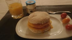 Egg muffin with bacon and cheddar