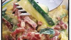Tagliatelles de courgettes aux lardons et mascarpone