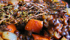 Mijoté de potimarron, tomates, oignons et lentilles vertes