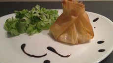 Aumônières de pommes compotées au Calvados et reblochon fondant