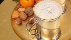 Mouhalabieh aux nigelles germées, crème de lait à la fleur d'oranger