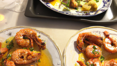 Chapon au Porto et gambas