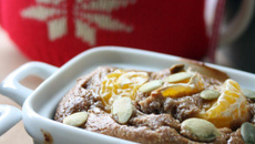 Moelleux aux clémentines de Corse, farine de châtaignes et graines de courge