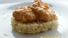 Joues de lotte en sauce rouge et risotto au citron