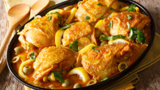 Tajine de poulet aux olives et citron confit