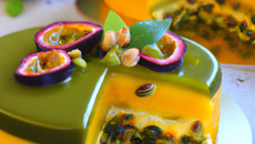 Entremets aux fruits de la passion et pistache