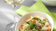 Risotto aux asperges vertes et fines lamelles de veau
