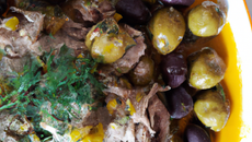 Bœuf aux artichauts,aux olives et à l'origan