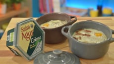 Œuf cocotte à la crème Saint Agur et noix de Pécan