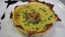 Fausse tartelette au flan de poireau et noix de Saint-Jacques